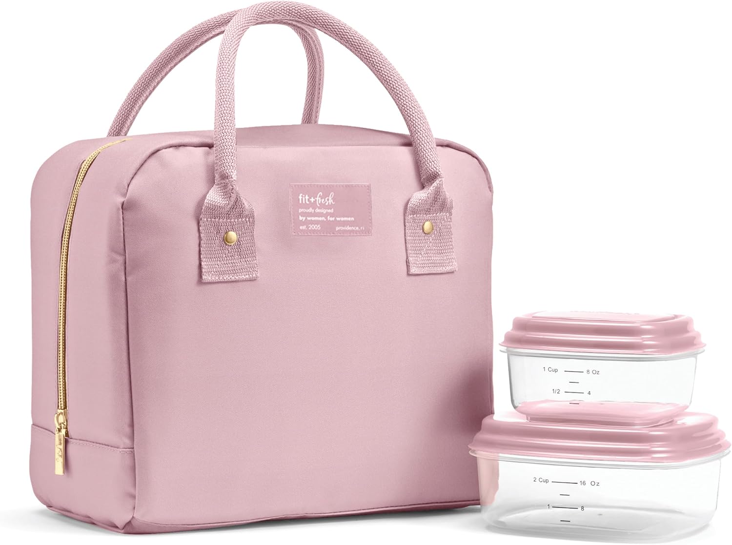 Fit & Fresh Bloomington Insulated Lunch Bag for Women w/ Containers Mauve