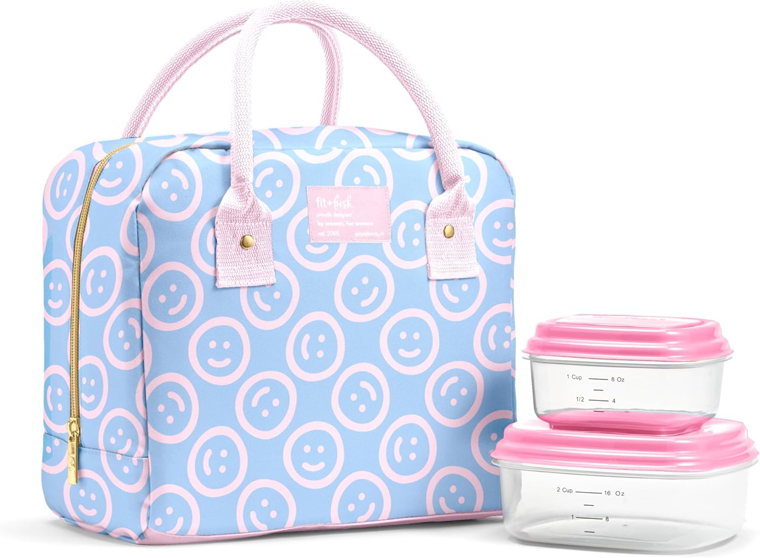 Fit & Fresh Bloomington Insulated Lunch Bag for Women w/ Containers Bubble Gum