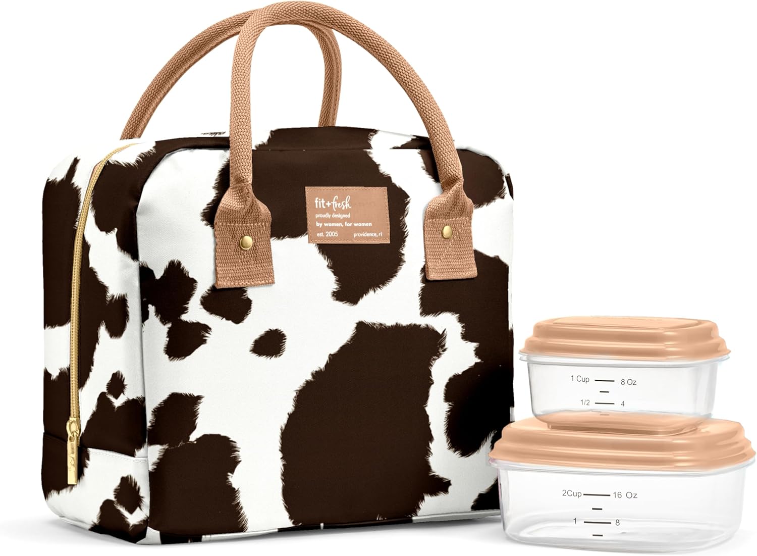 Fit & Fresh Bloomington Insulated Lunch Bag for Women w/ Containers Cowhide