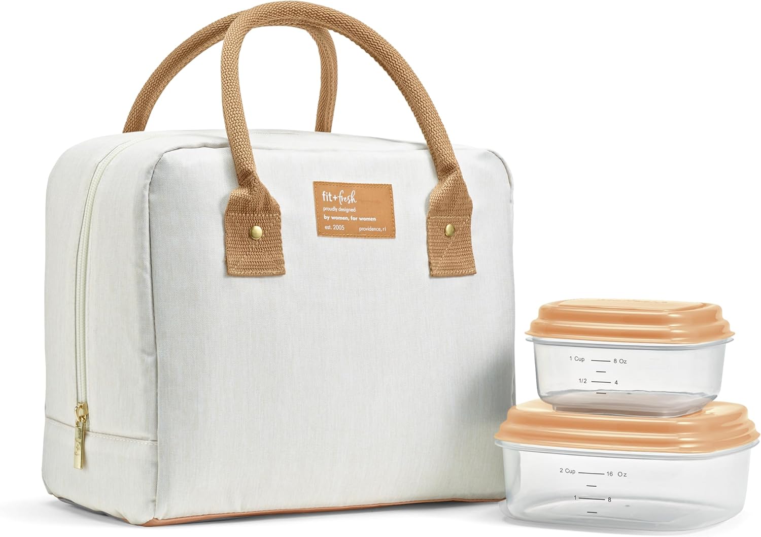 Fit & Fresh Bloomington Insulated Lunch Bag for Women w/ Containers Ivory