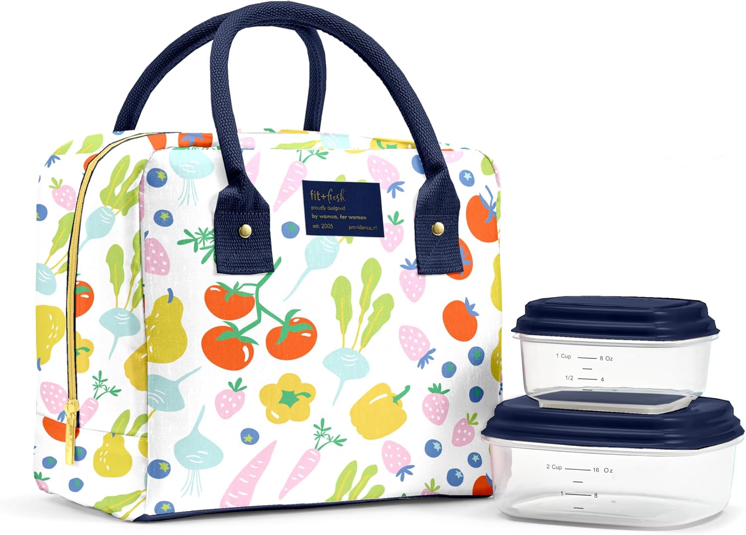 Fit & Fresh Bloomington Insulated Lunch Bag for Women w/ Containers Fruit Print