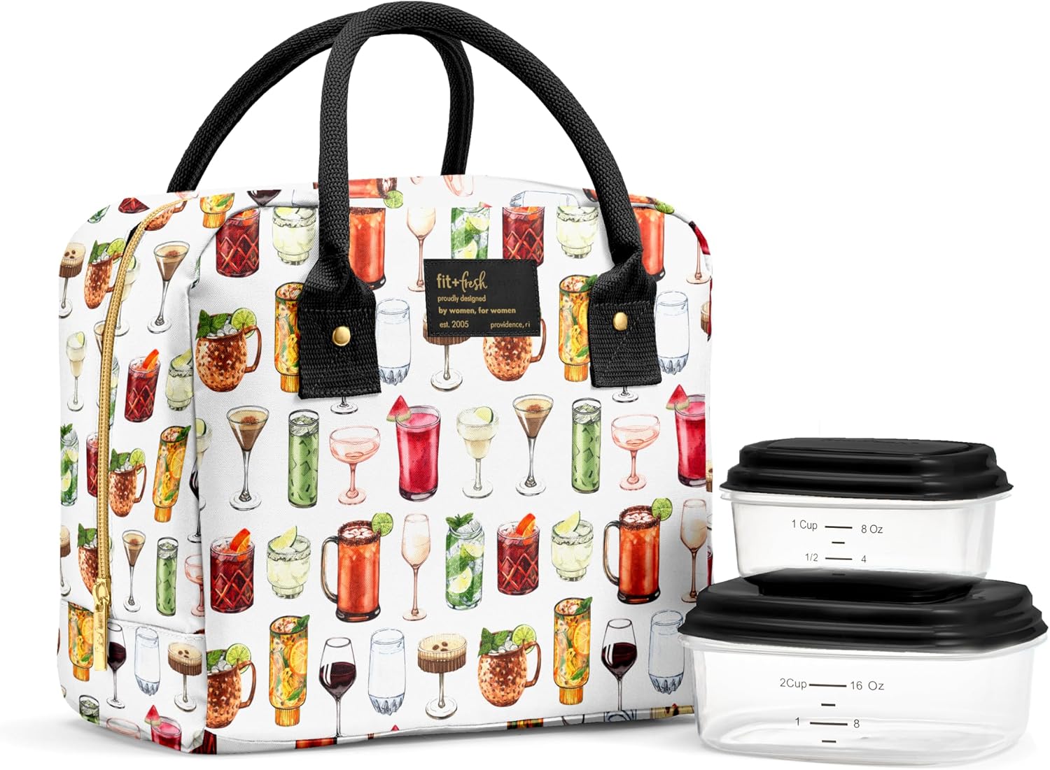 Fit & Fresh Bloomington Insulated Lunch Bag for Women w/ Containers Mixology