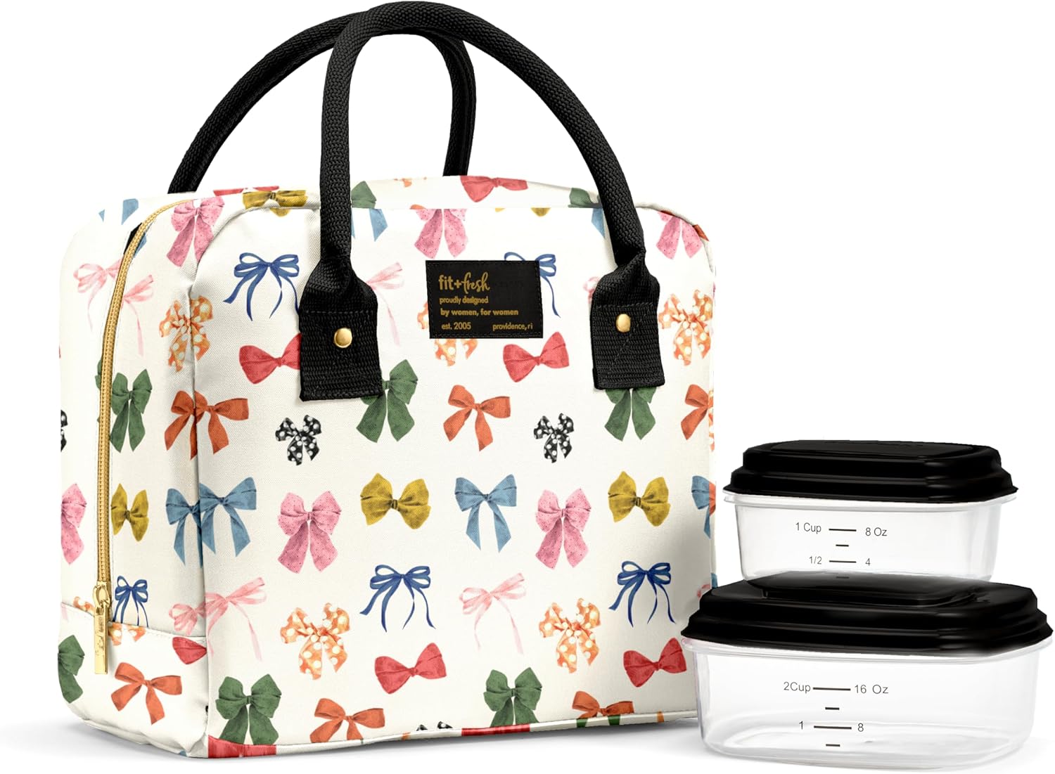 Fit & Fresh Bloomington Insulated Lunch Bag for Women w/ Containers Fall Bows