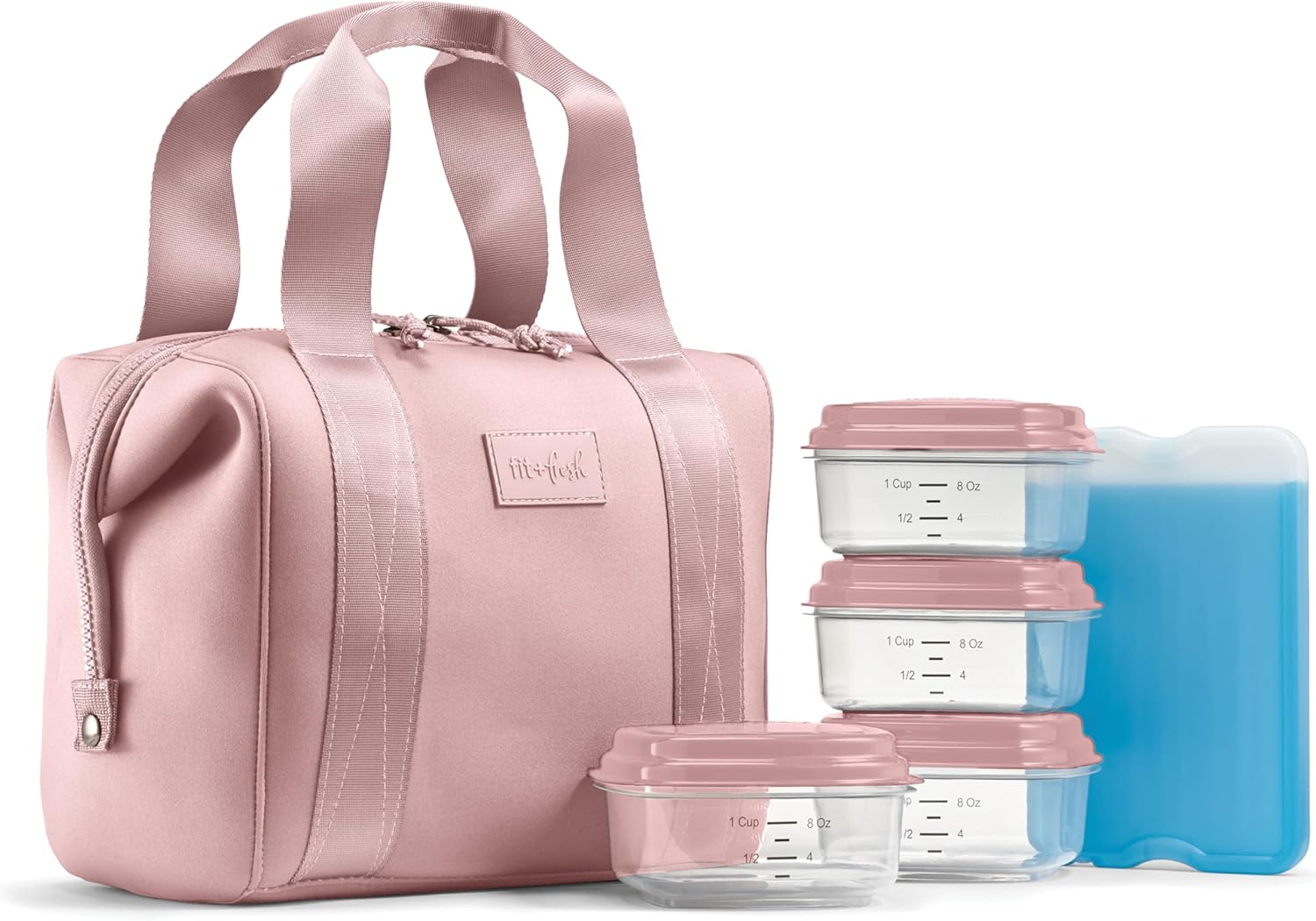 Fit & Fresh Remi Neoprene Lunch Bag for Women w/ Ice Pack & Containers Mauve