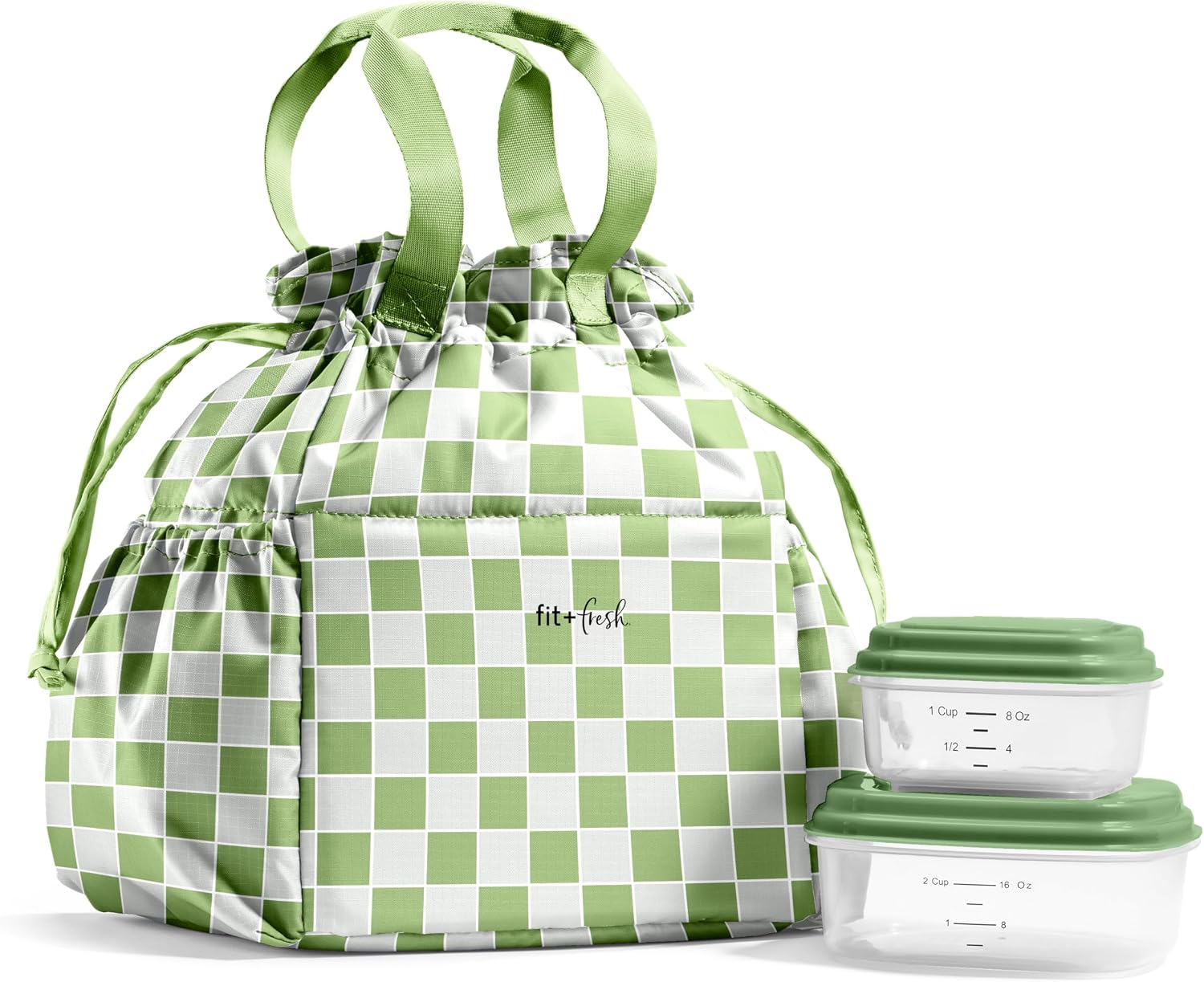 Fit & Fresh Cromwell Cinch Insulated Lunch Bag for Women w/ Containers Green