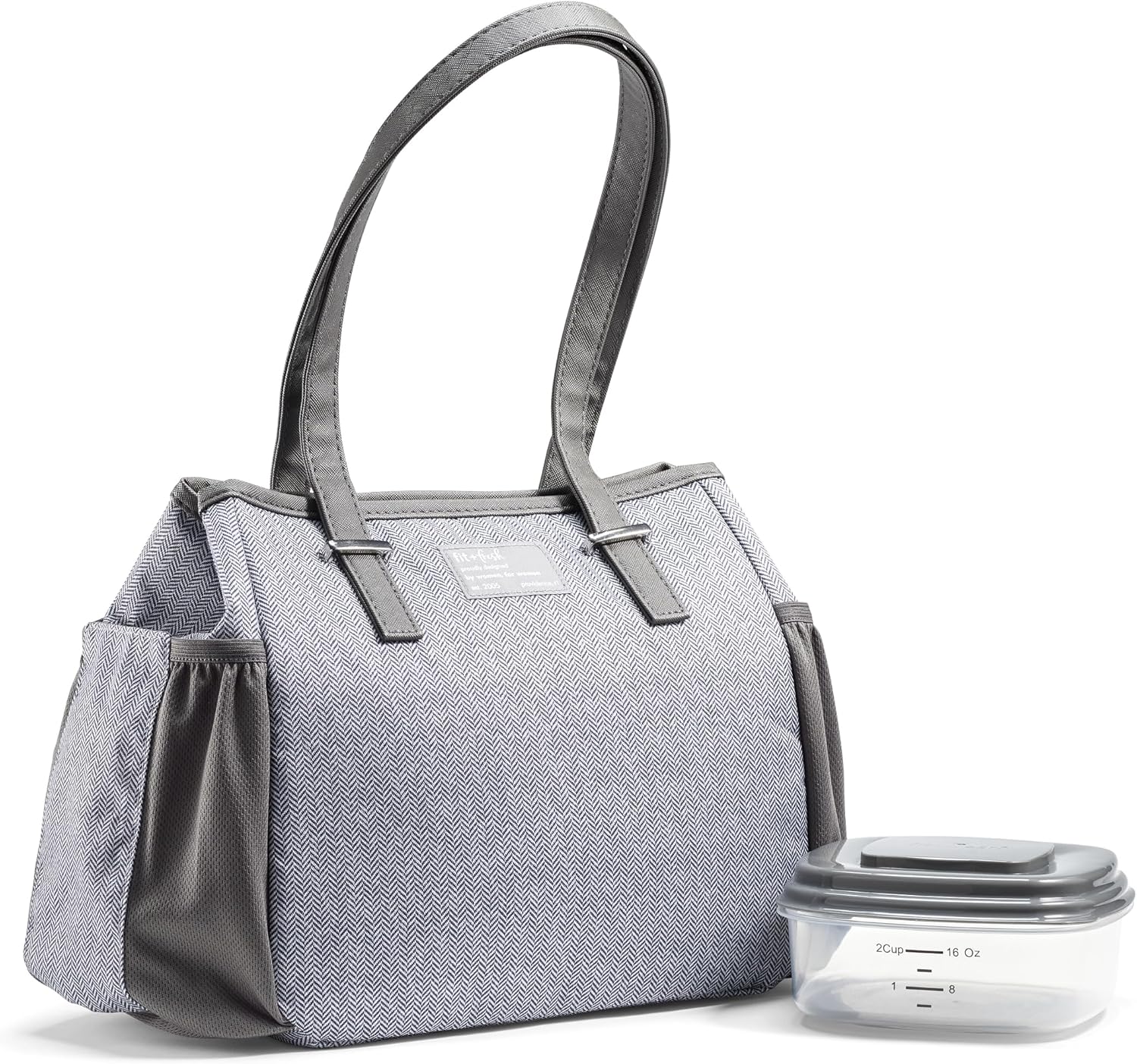 Fit & Fresh Copley Insulated Lunch Bag for Women w/ Containers Gray Tweed