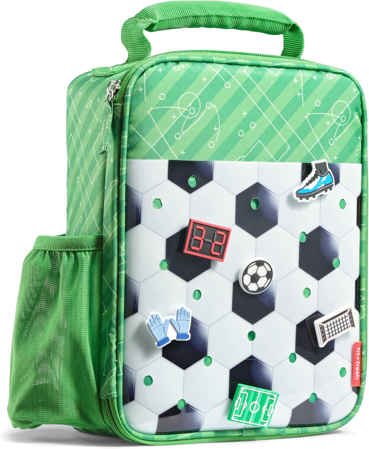 Fit & Fresh Customizable Soccer Kids Lunch Box - 6 Sports Charms Included Pitch Break Soccer