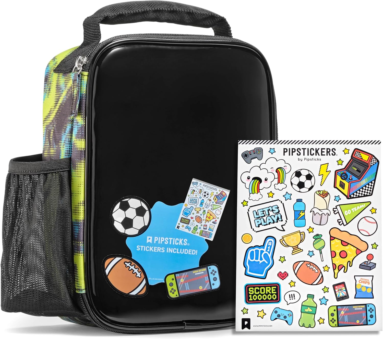 Fit & Fresh x Pipsticks® Insulated Kids Lunch Bag w/Included Sticker Sheet Black