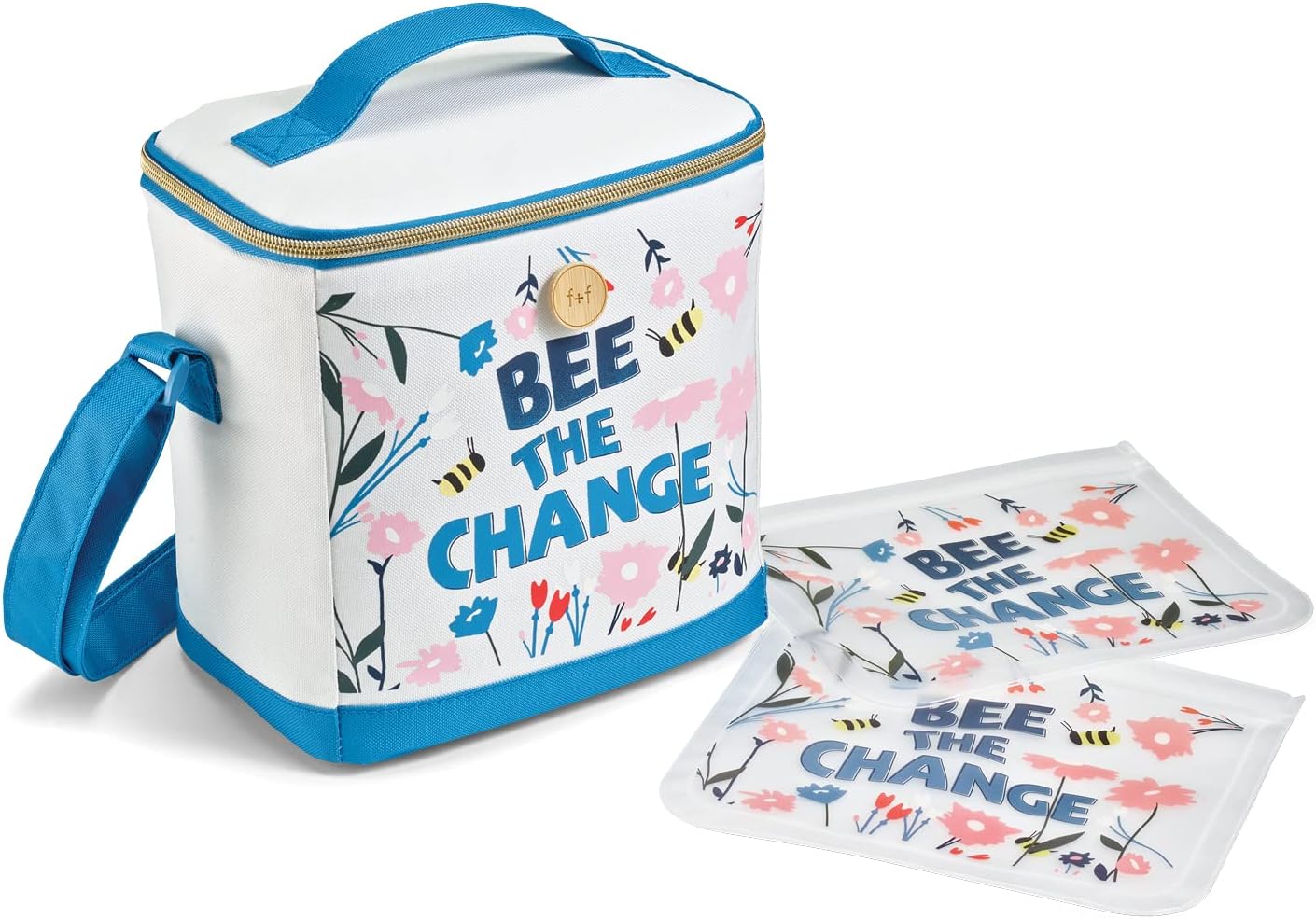 Fit & Fresh Insulated Lunch Box For Kids Boys & Girls, Lunch Bag For Kids With 2 Reusable Snack Bags, School Lunch Box Bee The Change