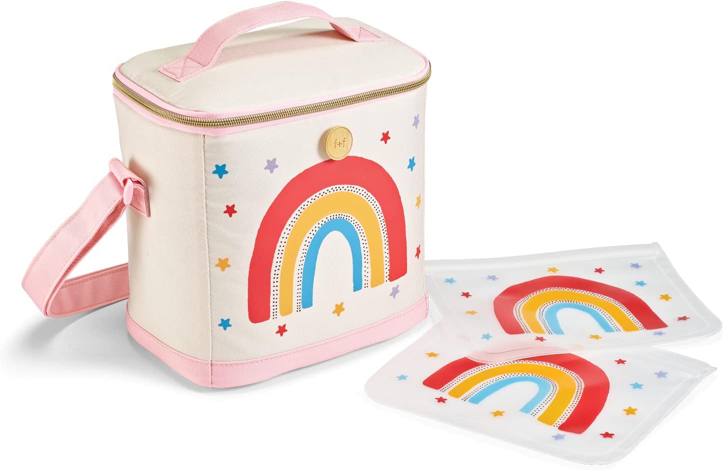 Fit & Fresh Insulated Lunch Box For Kids Boys & Girls, Lunch Bag For Kids With 2 Reusable Snack Bags, School Lunch Box Rainbow
