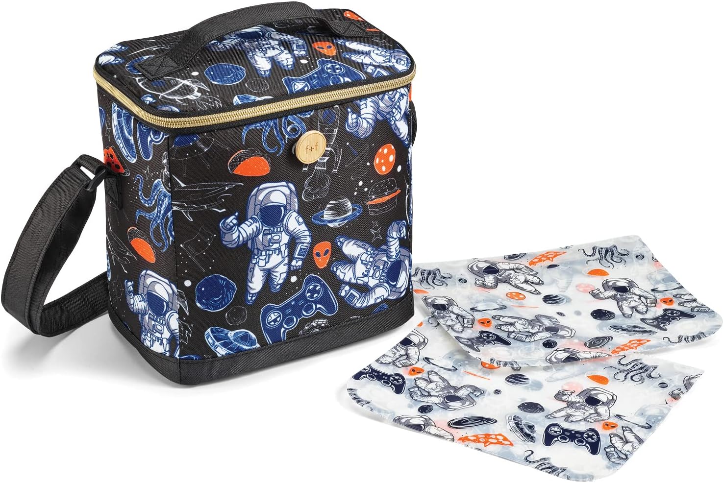 Fit & Fresh Insulated Lunch Box For Kids Boys & Girls, Lunch Bag For Kids With 2 Reusable Snack Bags, School Lunch Box Astronaut