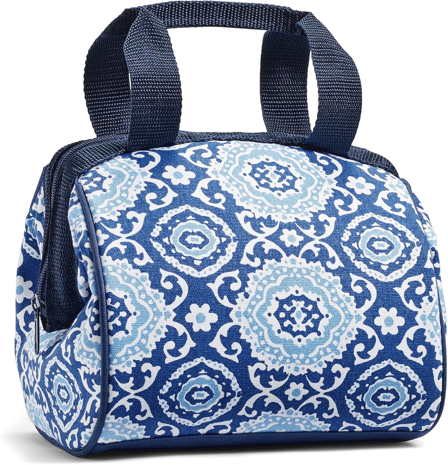 Fit & Fresh Charlotte Adult Insulated Lunch Bag with Carry Handles, Navy Medallion Bloom