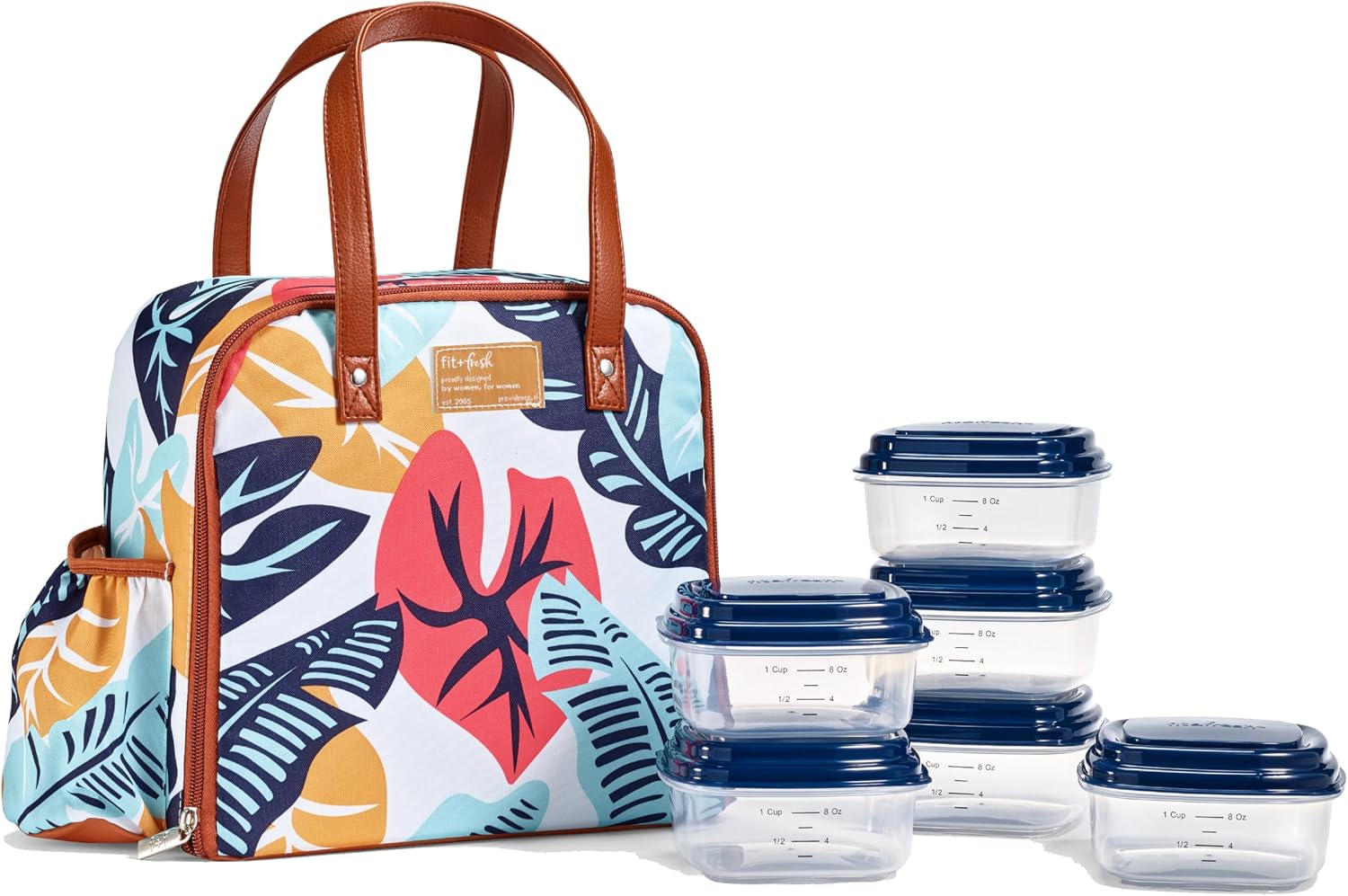 Fit & Fresh Lunch Bag For Women, Insulated Womens Lunch Bag For Work, Leakproof & Stain-Resistant Large Lunch Box For Women With Containers, Zipper Closure Wichita Bag Cloud White Cloud Forest