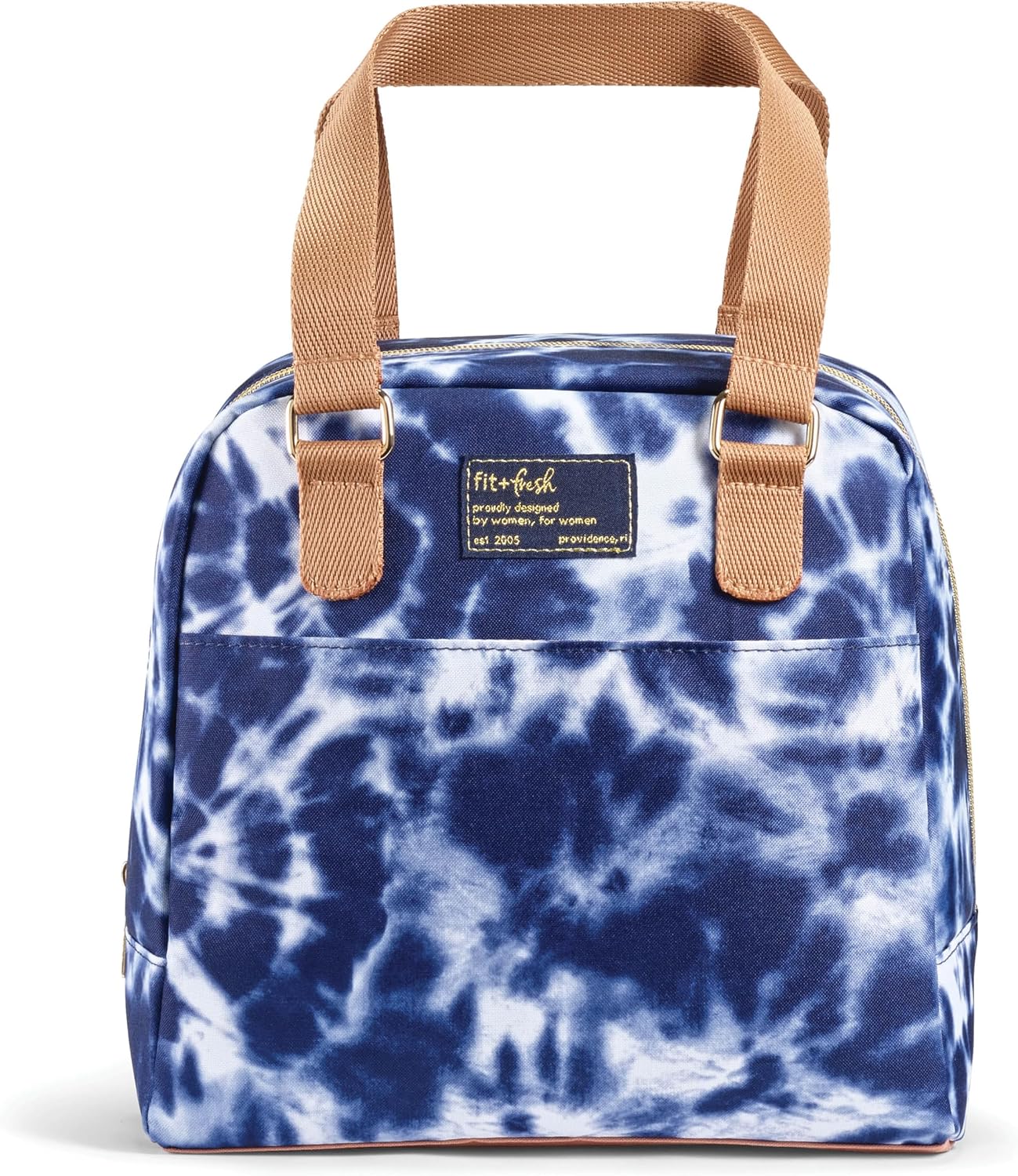 Fit & Fresh Lunch Bag For Women, Insulated Womens Lunch Bag For Work, Leakproof & Stain-Resistant Large Lunch Box For Women With Containers, Zipper Closure Minneola Bag Blue Tie Dye