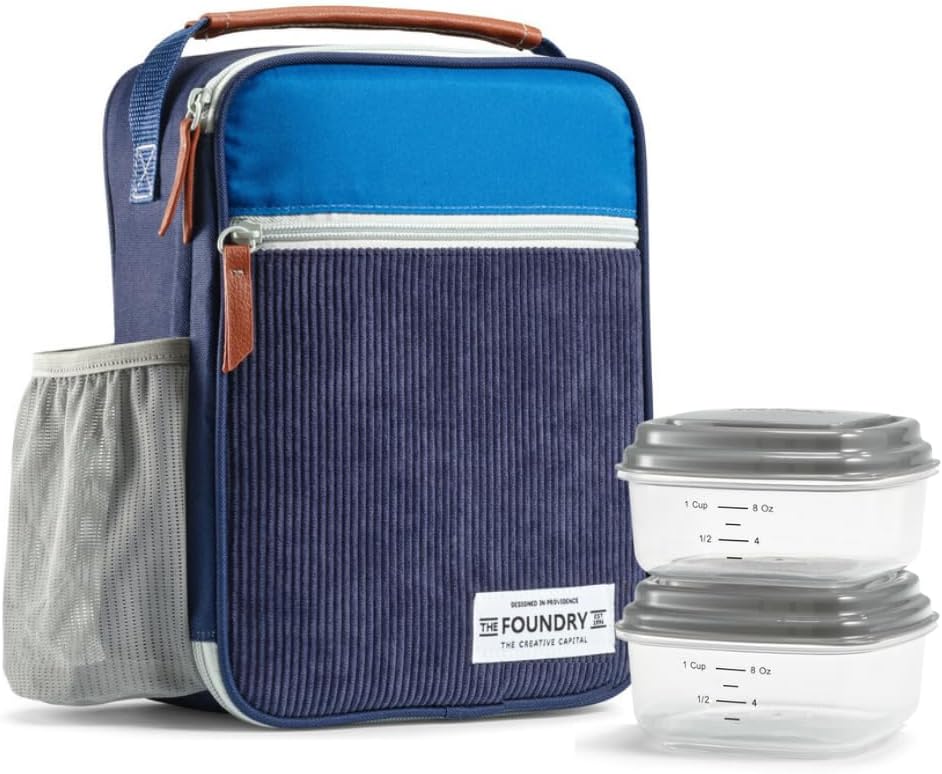 Fit & Fresh Insulated Lunch Box for Kids with Containers Included, Navy Blue, Unisex