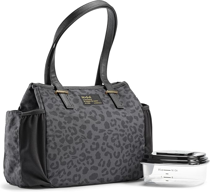 Fit & Fresh Copley Insulated Lunch Bag for Women w/ Containers Black Feline Fine