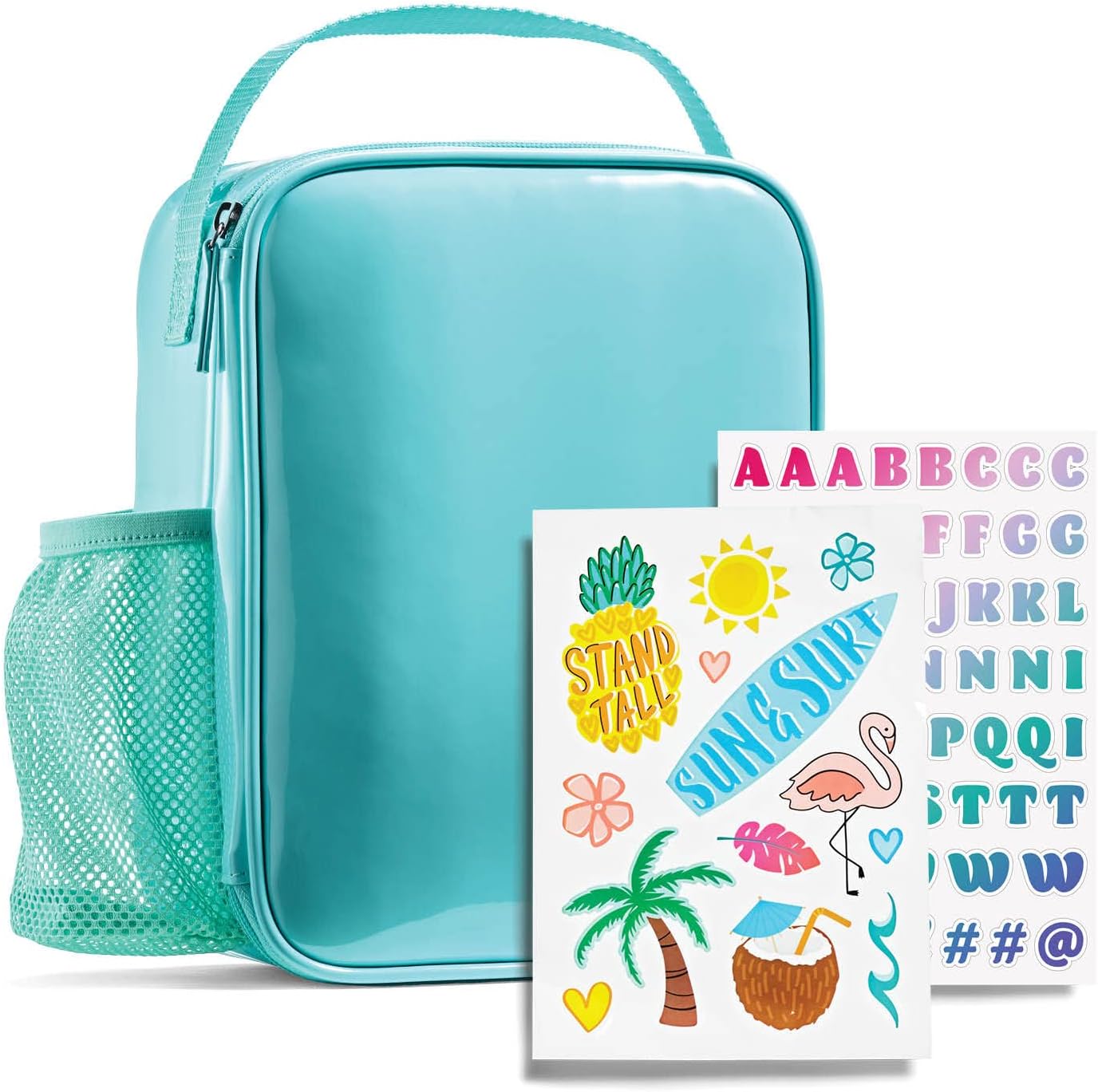 Fit & Fresh DIY Sticker Insulated Lunch Box, Trendy Lunch Box - Lunch Bag, Lunch Box for Girls, Lunch Box for Boys, Lunchboxes Light Blue