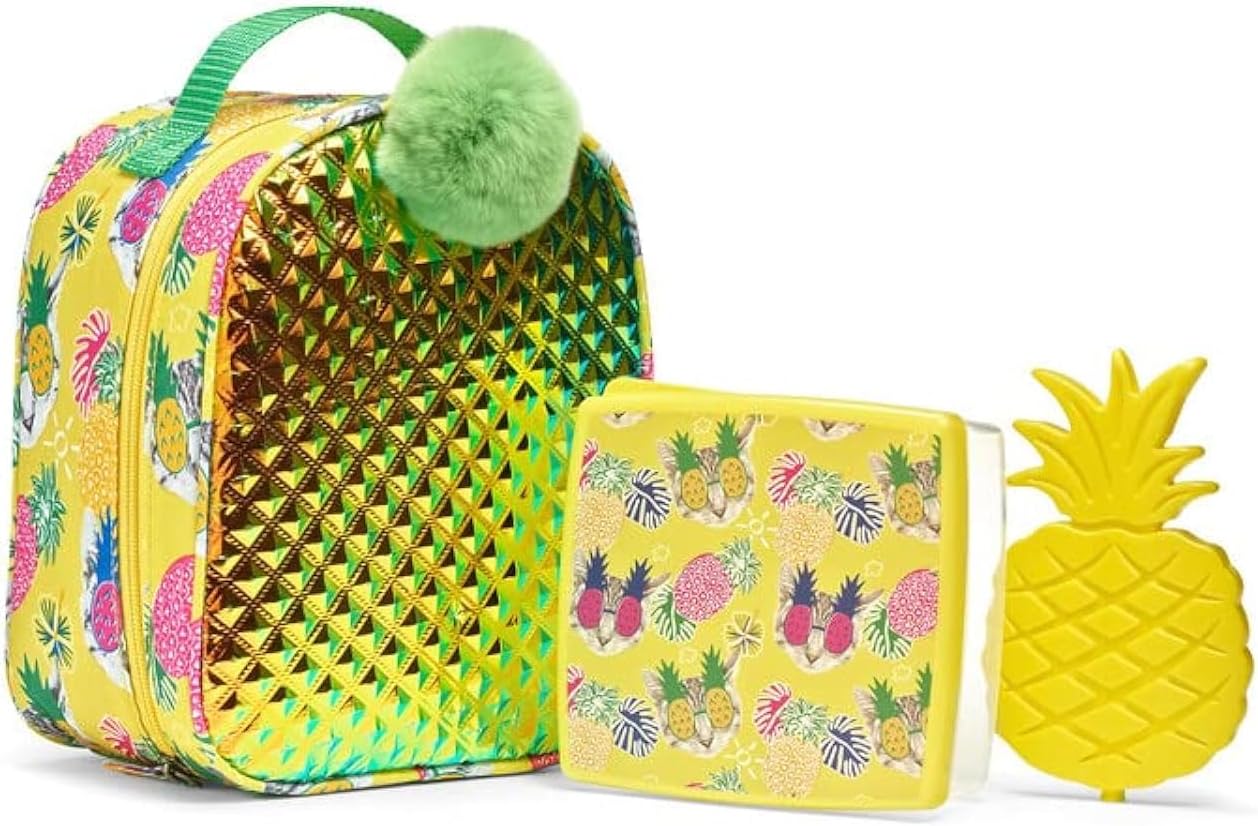 Fit & Fresh Insulated Lunch Box For Kids Boys & Girls, Lunch Bag For Kids With Matching Lunch Container And Ice Pack, School Lunch Box, Pinapple Kit Pineapple Kit