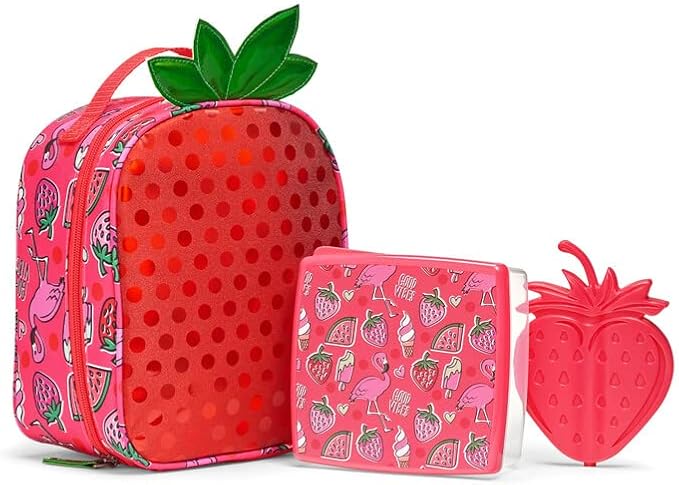 Fit & Fresh Novelty Insulated Lunch Box, Strawberry, Unisex, Polyester, 11 x 8 x 6 in