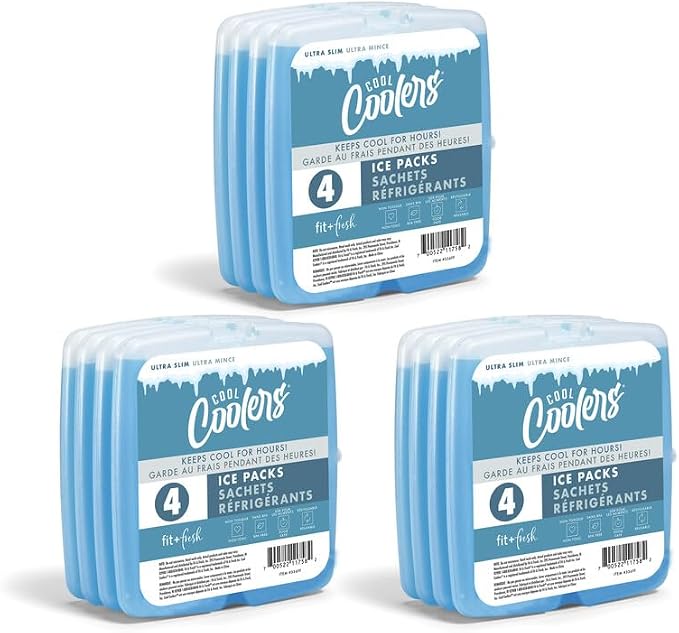 Cool Coolers by Fit & Fresh Reusable Slim Ice Packs For Lunch Bags, 12pk Blue (12 Pack)