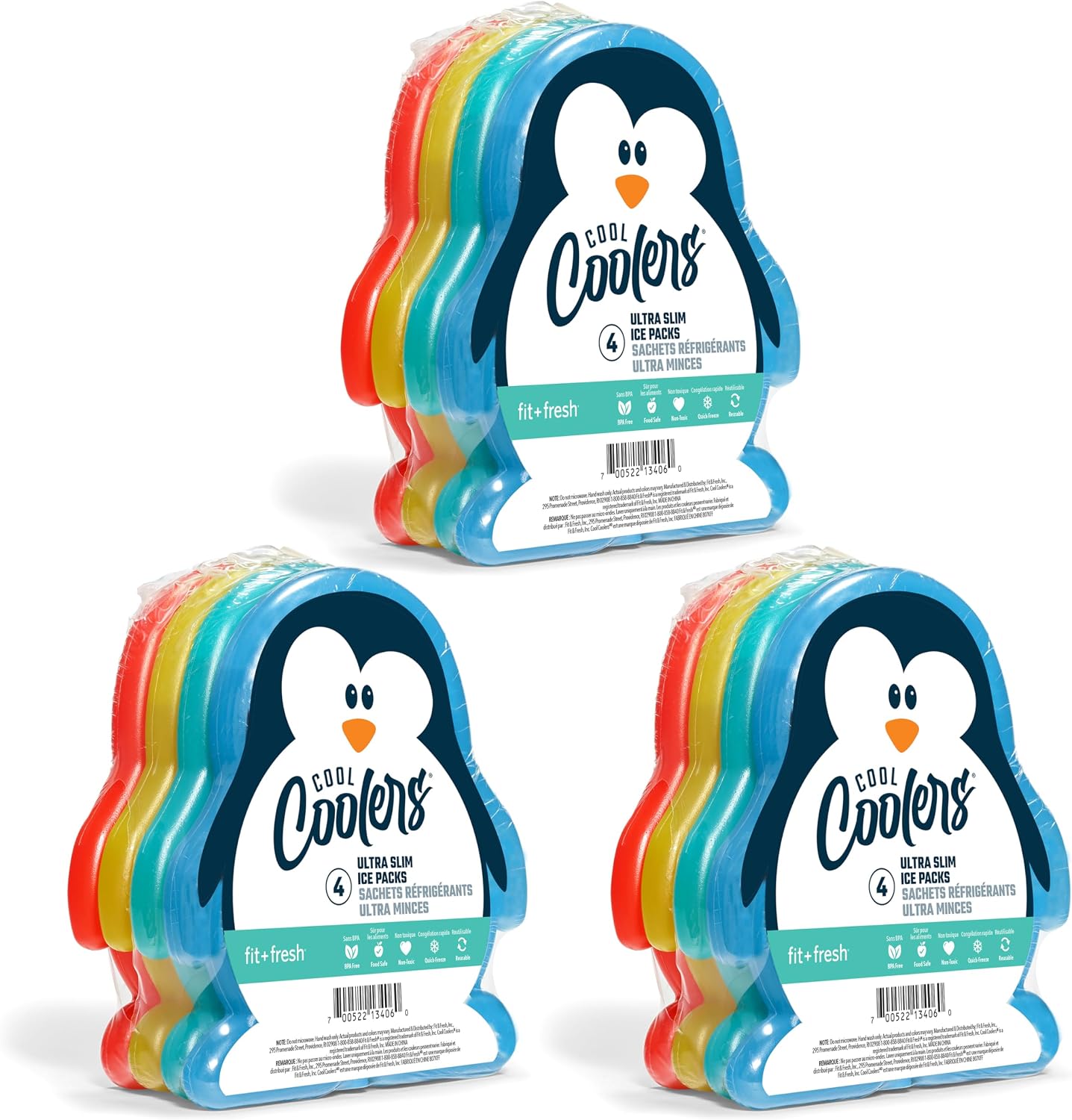 Fit & Fresh Cool Coolers Reusable Kids Lunch Box Ice Packs, 12pk Penguin (12 pack)