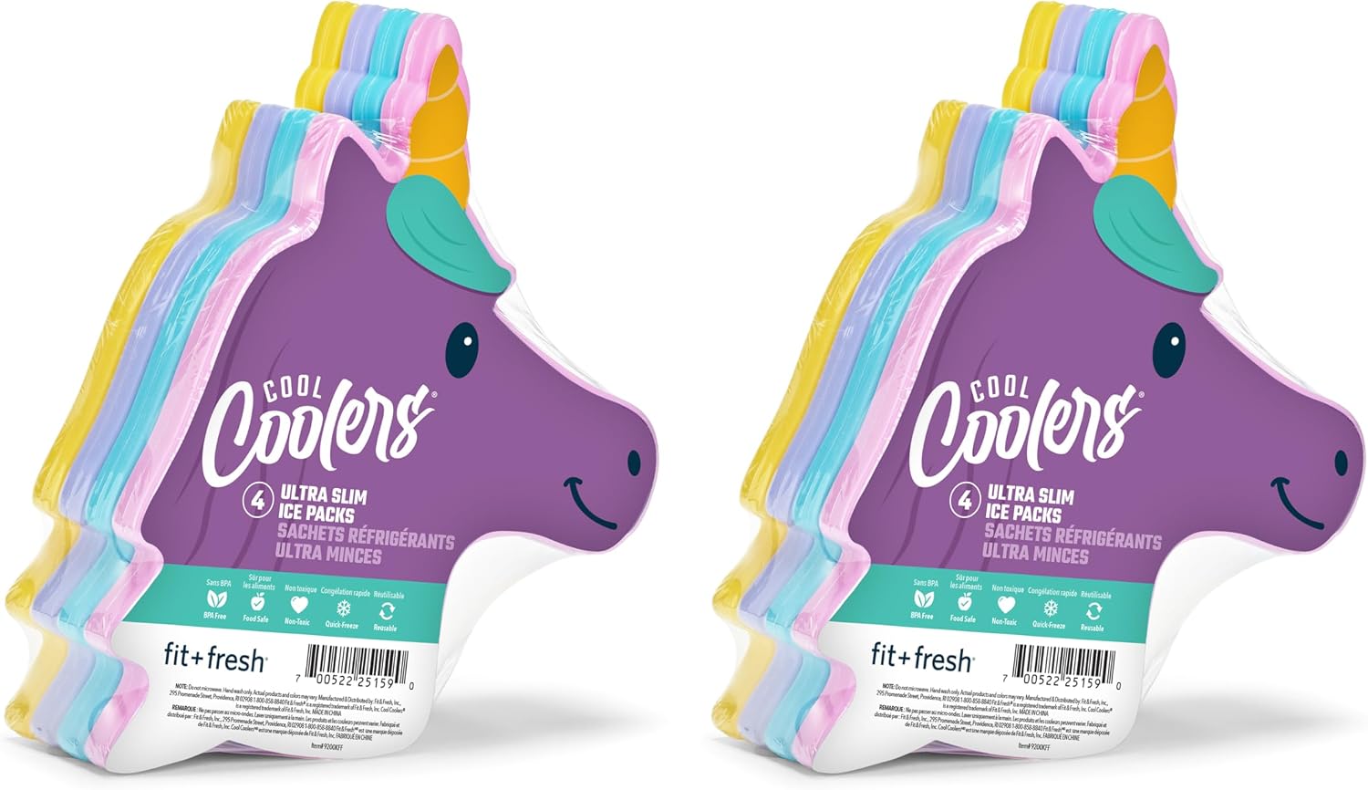 Fit & Fresh Cool Coolers Reusable Kids Lunch Box Ice Packs, 8pk Unicorn (8 Pack)