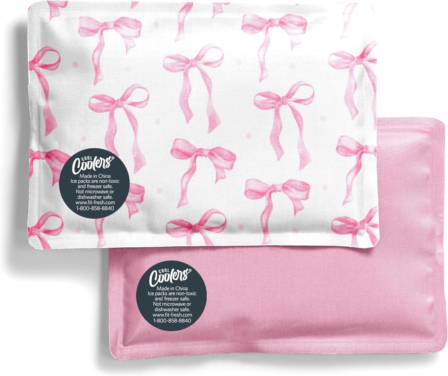 Cool Coolers by Fit & Fresh Soft Ice Packs for Lunch Bags & Coolers, 2pk Pink Bows (2 Pack)