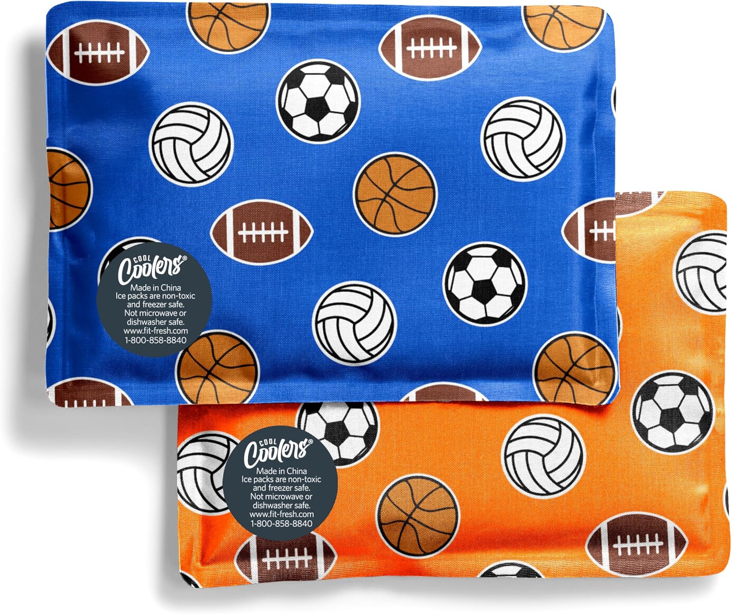 Cool Coolers by Fit & Fresh Soft Ice Packs for Lunch Bags & Coolers, 2pk Sports Balls (2 Pack)