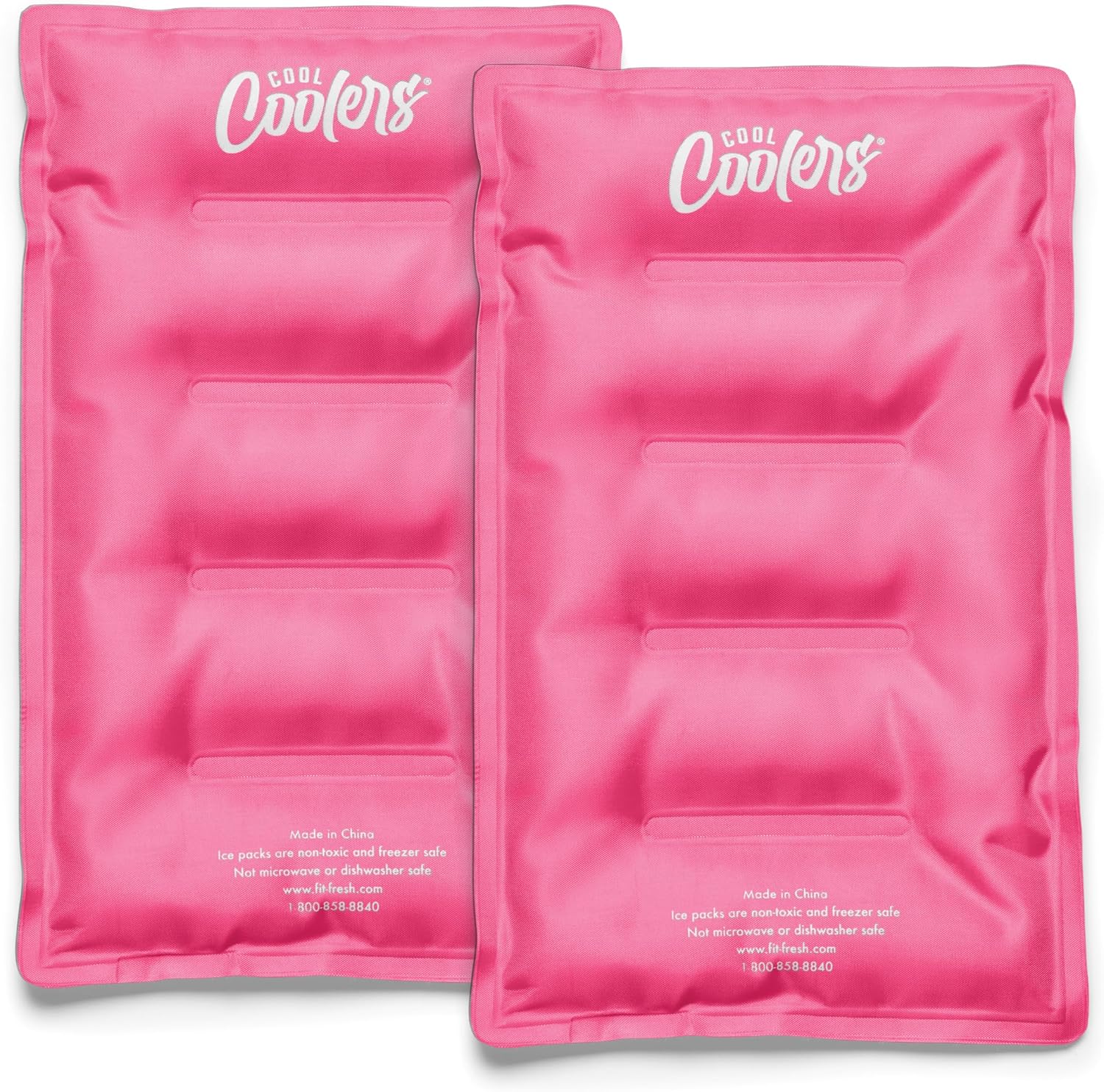 Cool Coolers by Fit & Fresh XL Soft Ice Packs for Coolers & Lunch Bags, 2pk Hot Pink