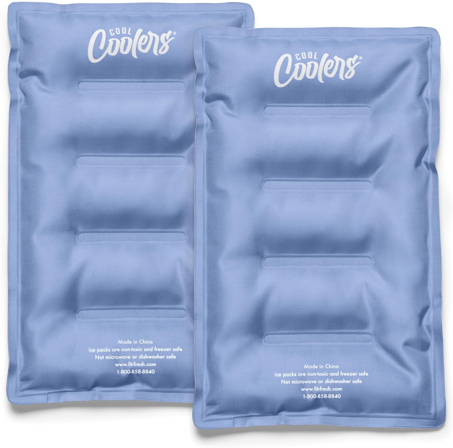 Cool Coolers by Fit & Fresh XL Soft Ice Packs for Coolers & Lunch Bags, 2pk Cornflower Blue