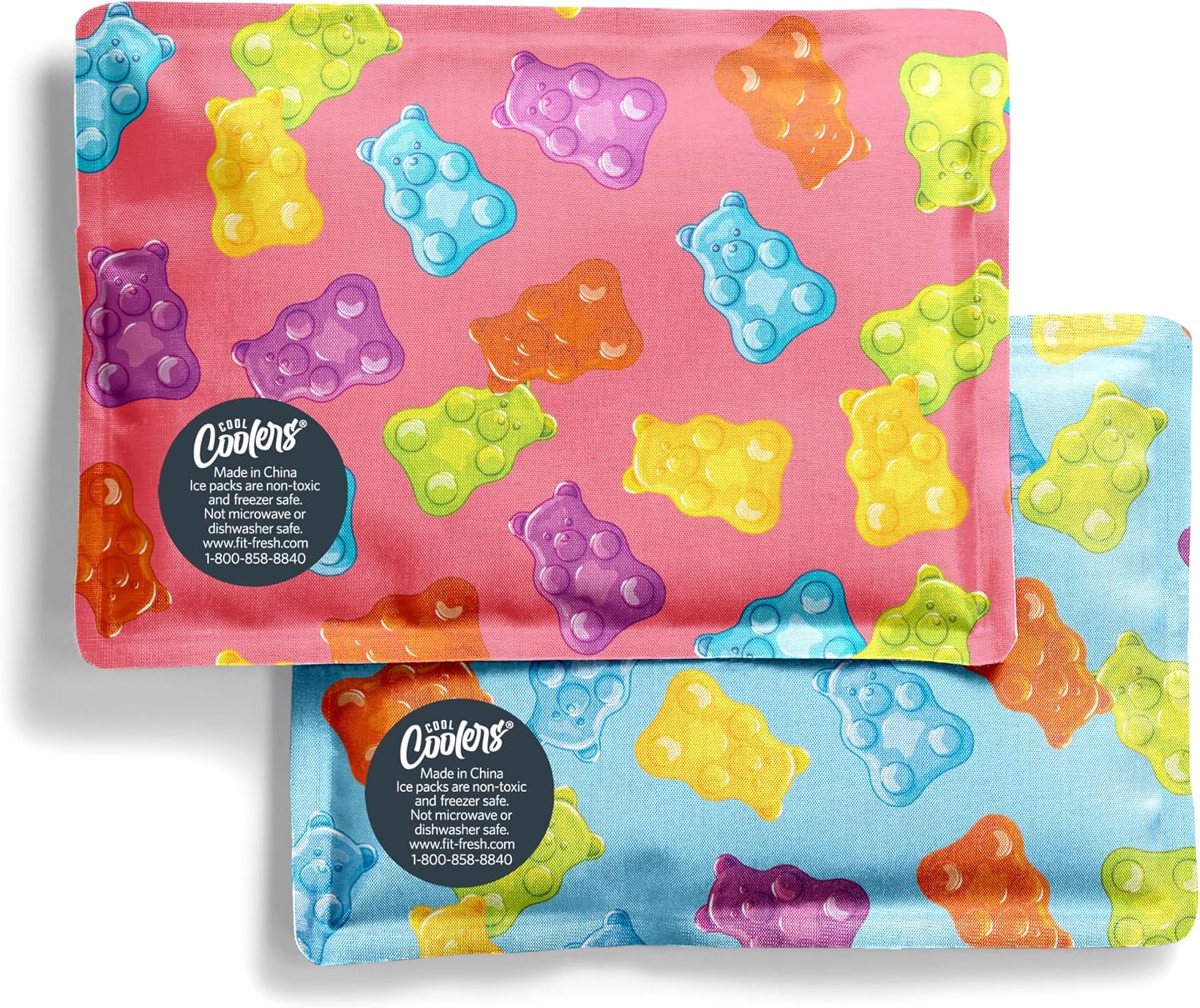 Cool Coolers by Fit & Fresh Soft Ice Packs for Lunch Bags & Coolers, 2pk Gummy Bears (2 Pack)