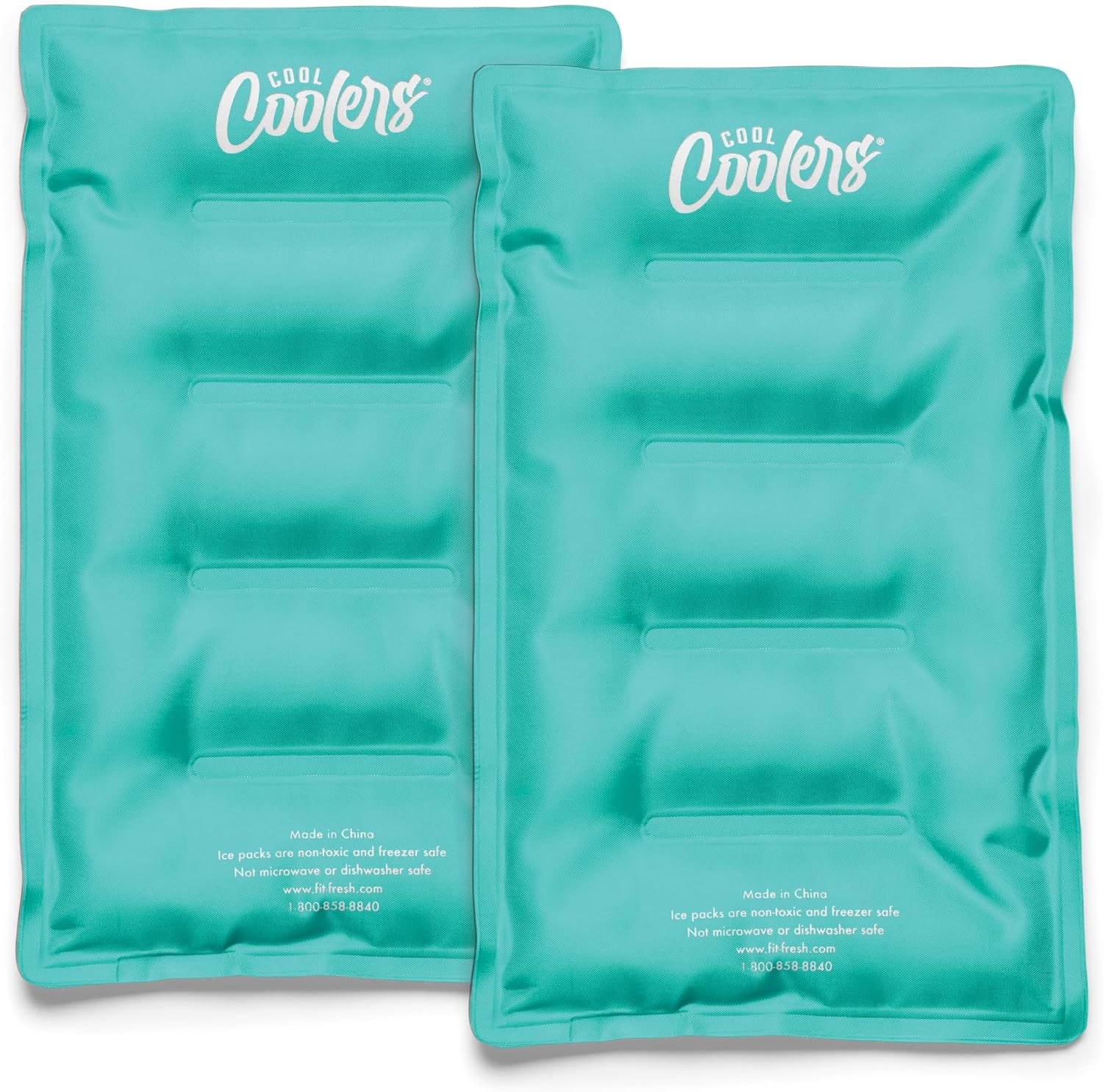 Cool Coolers by Fit & Fresh XL Soft Ice Packs for Coolers & Lunch Bags, 2pk Teal