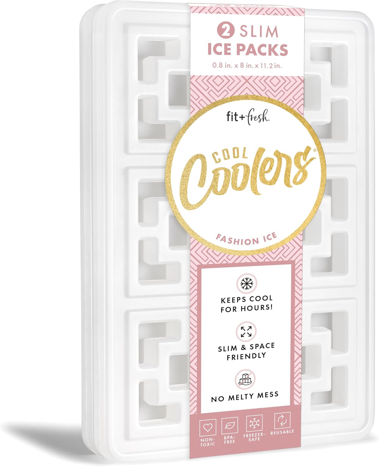 Cool Coolers by Fit & Fresh Fashion XXL Reusable Cooler Ice Packs, 2pk Pearl White, Cooler Size 2PK