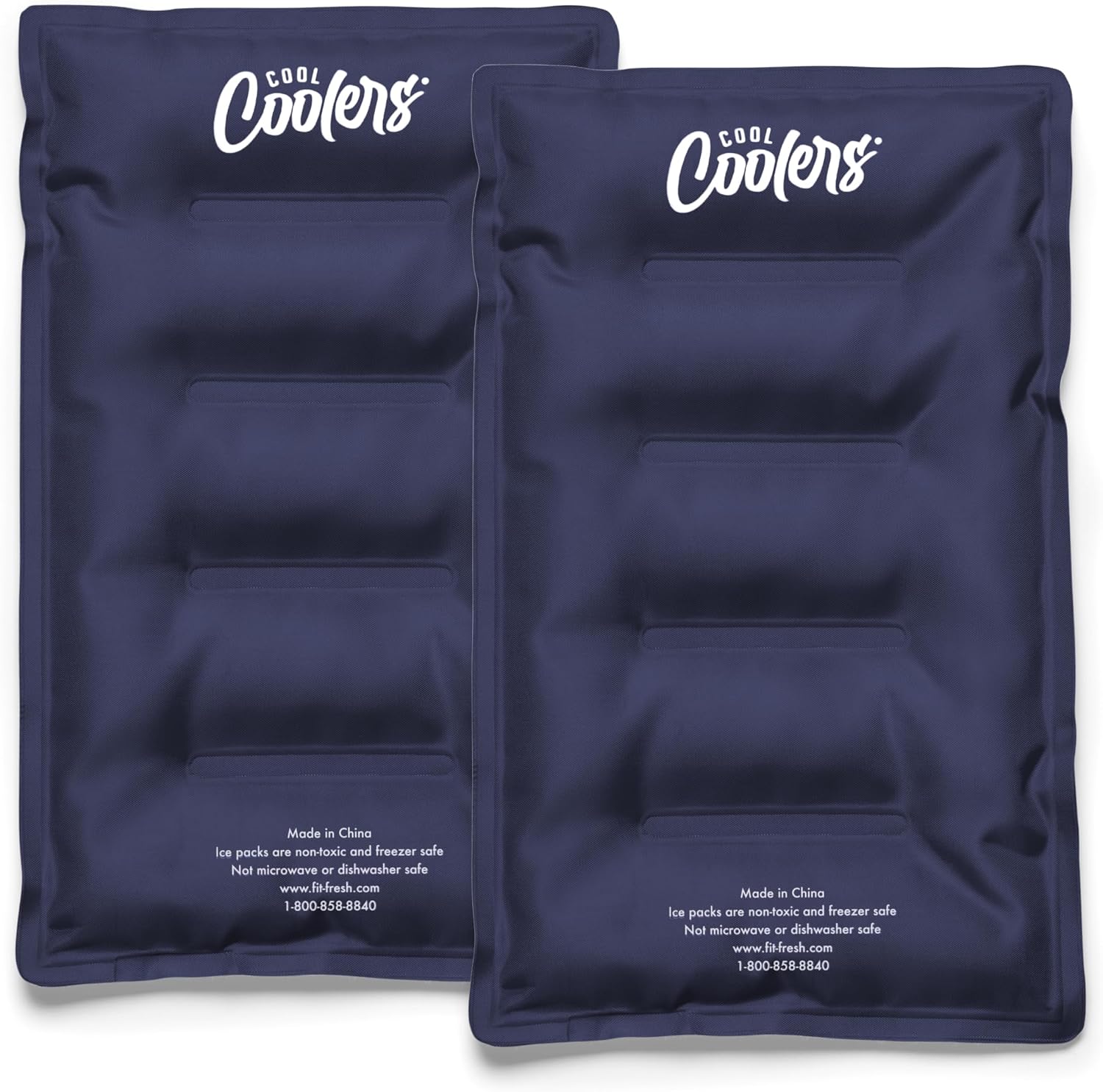 Cool Coolers by Fit & Fresh XL Soft Ice Packs for Coolers & Lunch Bags, 2pk Midnight Blue