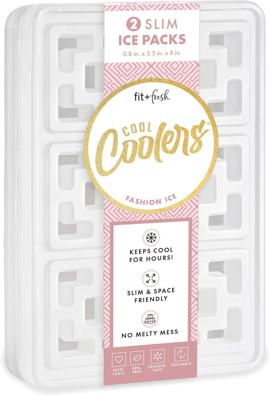 Cool Coolers by Fit & Fresh Fashion XL Reusable Ice Packs for Coolers, 2pk Pearl White, X-Large 2PK
