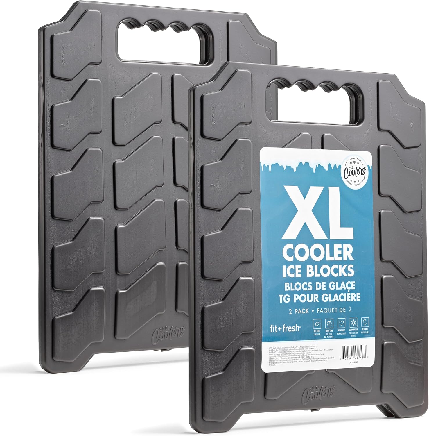 Cool Coolers by Fit & Fresh XL Tire Reusable Ice Packs for Coolers, 2pk