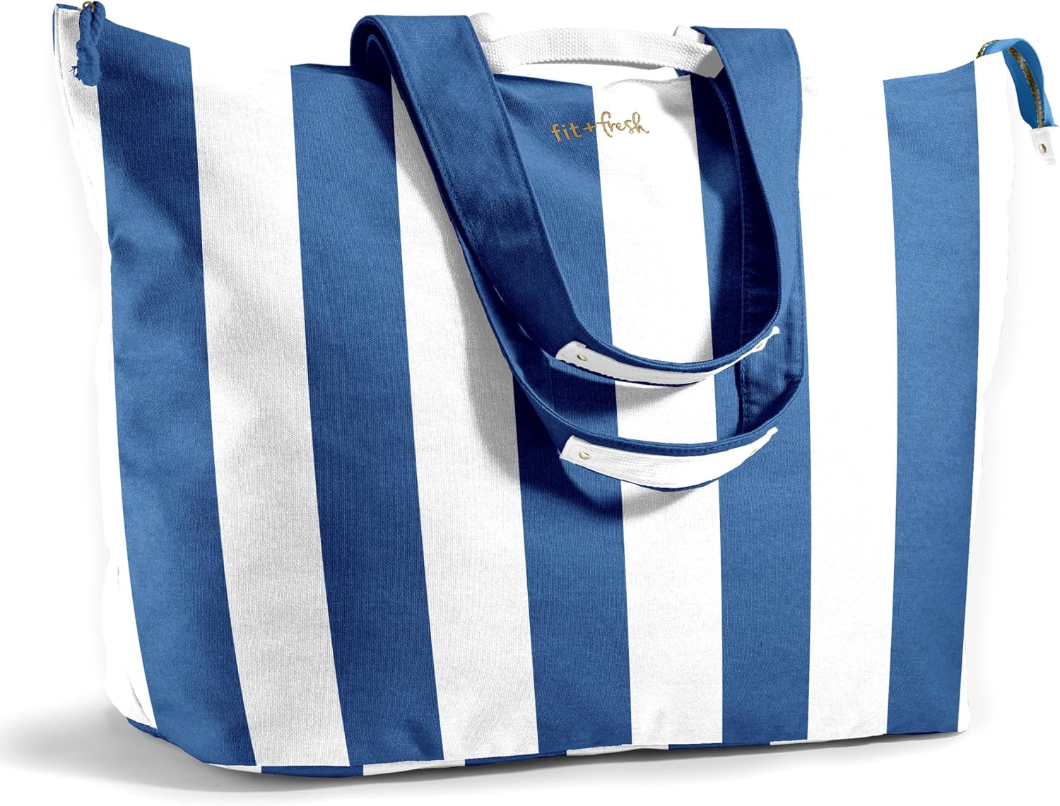 Fit & Fresh All The Things XL Tote Bag for Women, Beach Bag & Weekender Cobalt Stripe