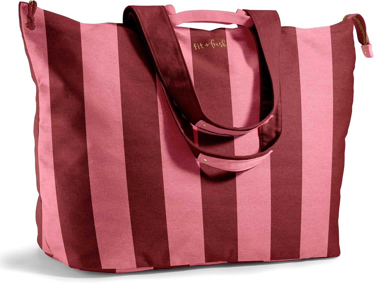 Fit & Fresh All The Things XL Tote Bag for Women, Beach Bag & Weekender Mulled Berry Stripe
