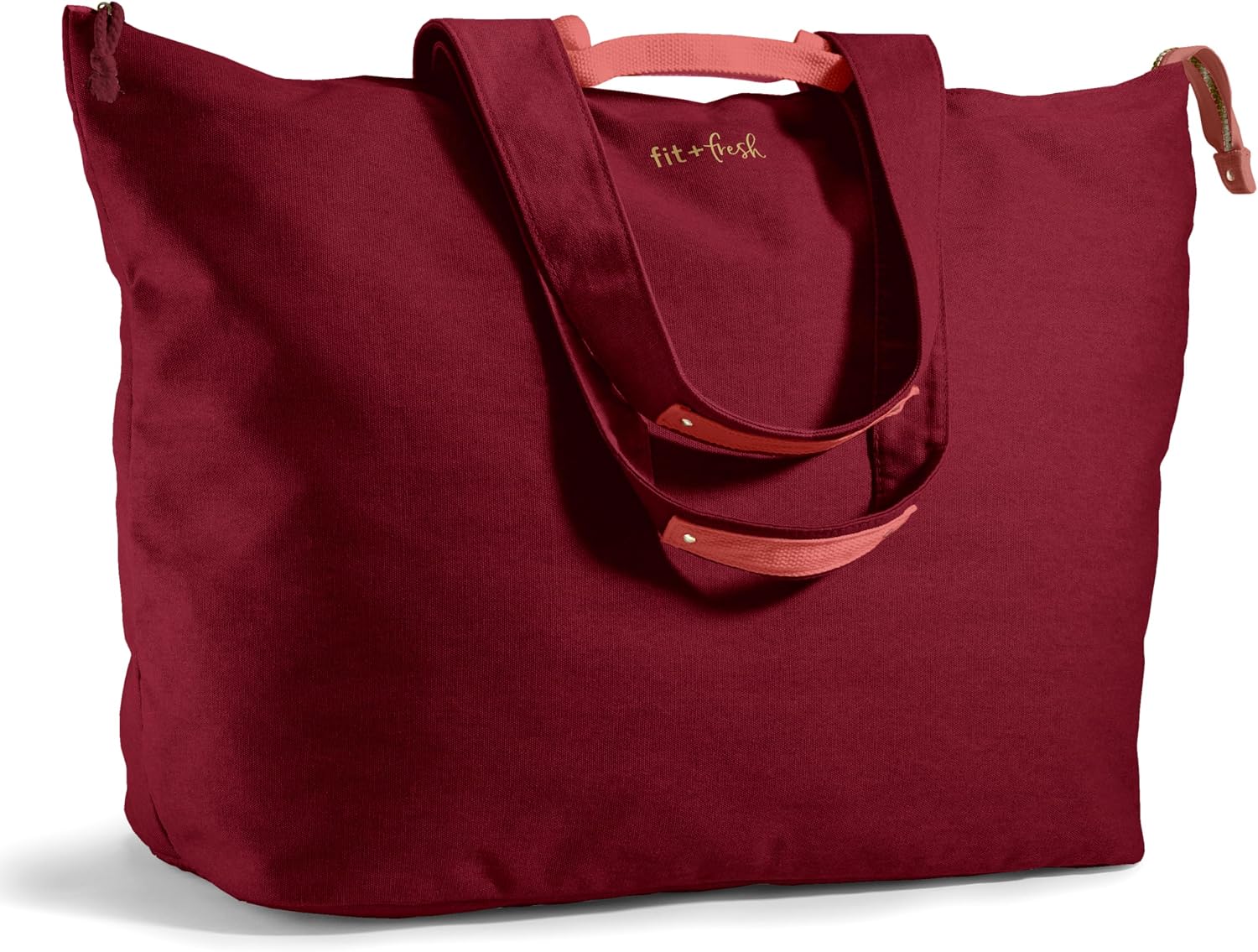 Fit & Fresh All The Things XL Tote Bag for Women, Beach Bag & Weekender Cranberry