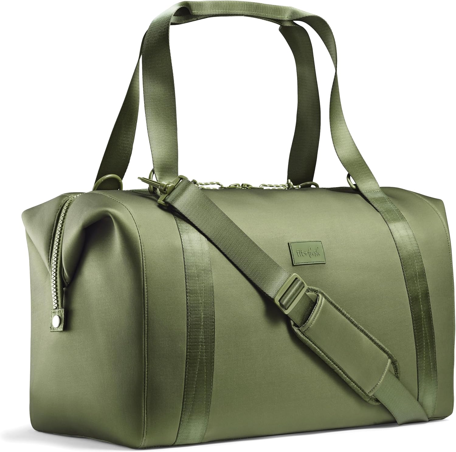 Fit & Fresh Neoprene Duffel Bag for Travel, Weekender, Carry On Approved Moss Green