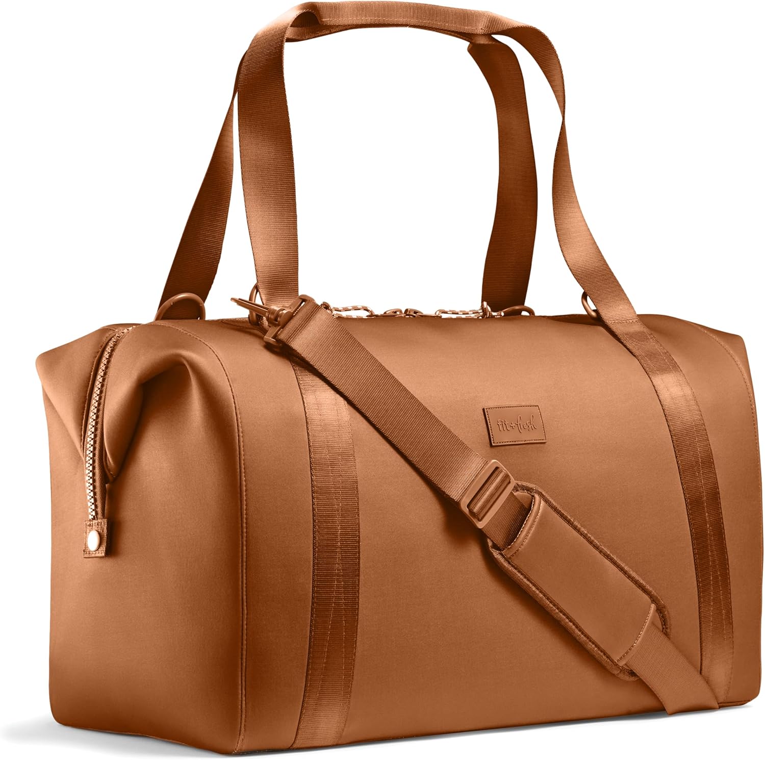 Fit & Fresh Neoprene Duffel Bag for Travel, Weekender, Carry On Approved Rust Copper