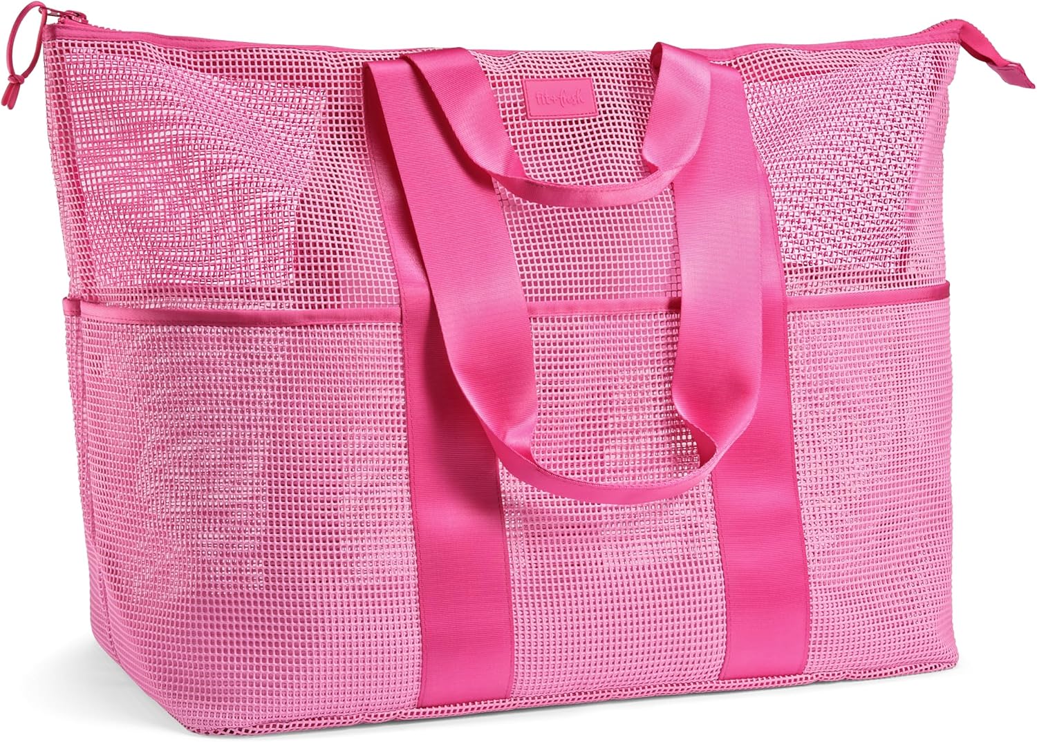 Fit & Fresh The Shore Thing™ XL Marine Grade Mesh Beach Bag, Extra Large Beach Tote, Durable, Sandproof Oversized Pool Bag Flamingo Pink