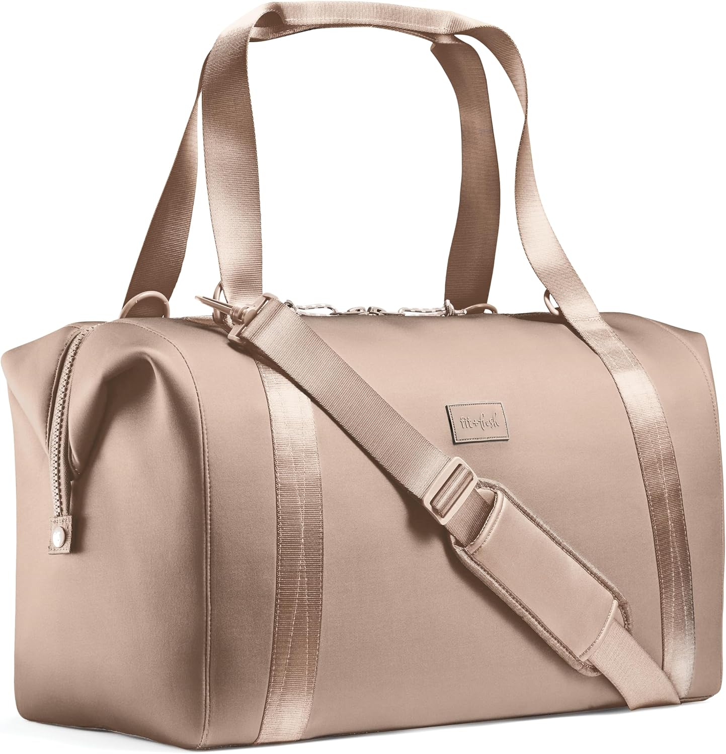 Fit & Fresh Neoprene Duffel Bag for Travel, Weekender, Carry On Approved Taupe