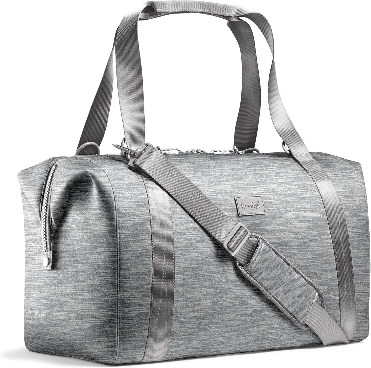Fit & Fresh Neoprene Duffel Bag for Travel, Weekender, Carry On Approved Heather Gray