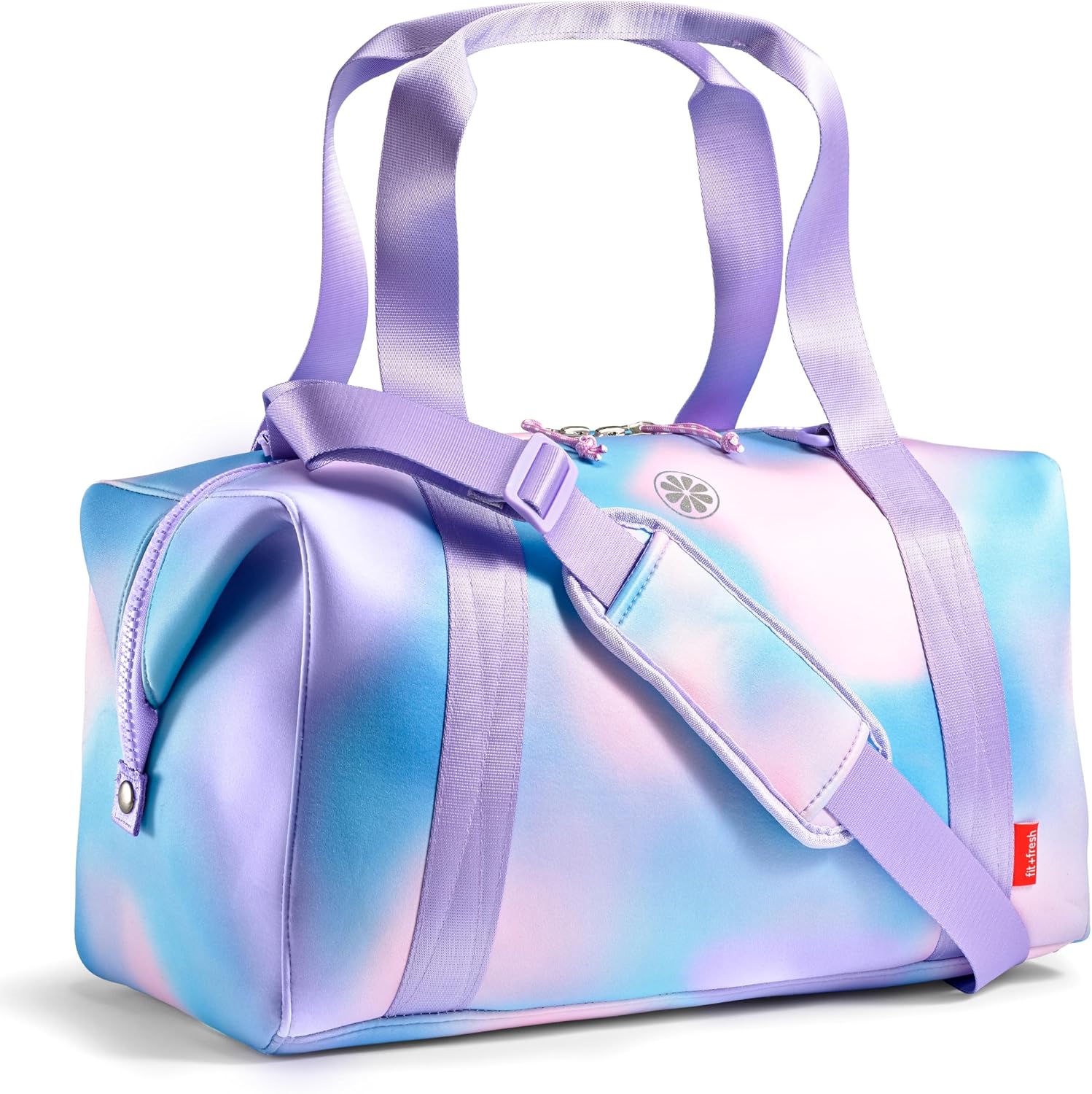 Fit & Fresh Neoprene Jr. Duffel Bag for Girls, Carry On Approved Pink Purple