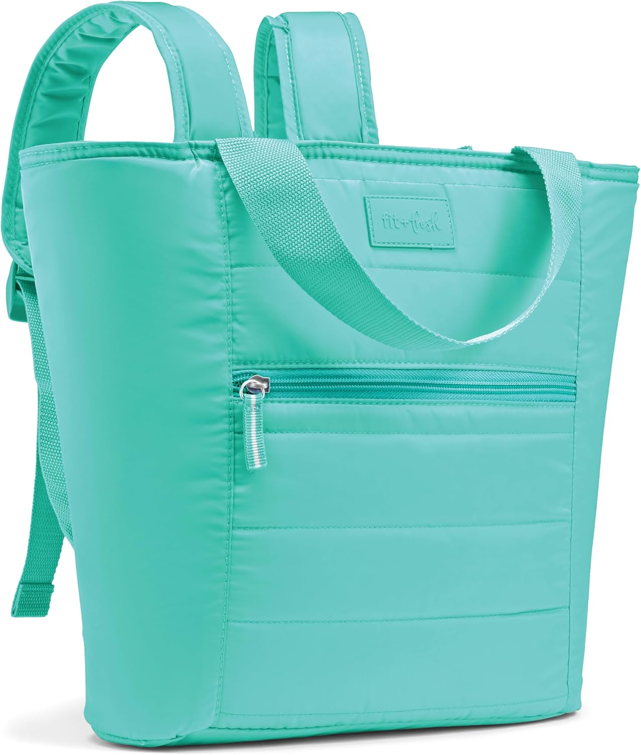 Fit & Fresh Mari Insulated Soft Backpack Cooler Tote, 12-Can Capacity Teal