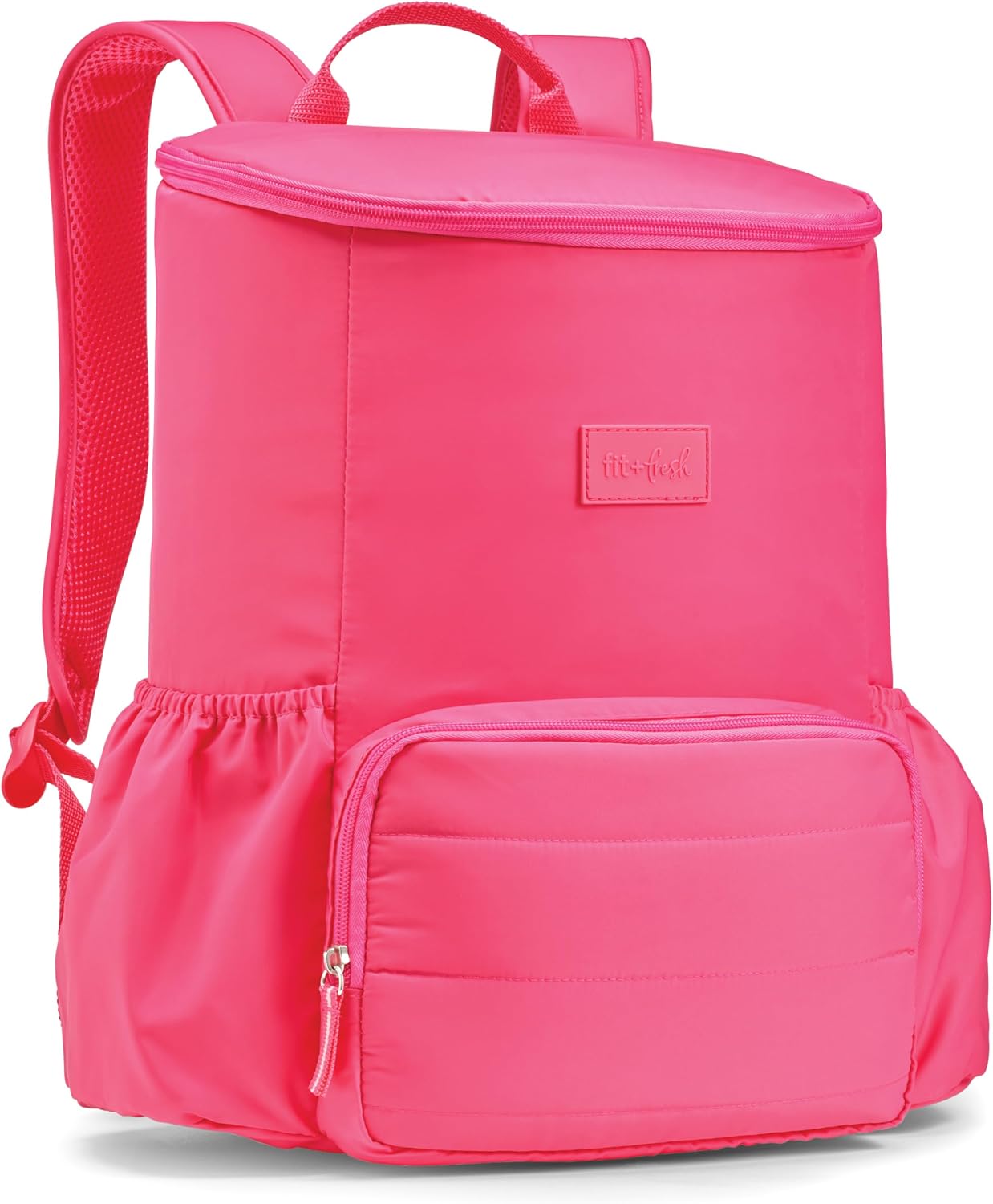 Fit & Fresh Insulated Backpack Soft Cooler – Leak-Resistant Beach & Travel Bag for Women, 24 Can Capacity Picnic & Cooler Bag Hot Pink