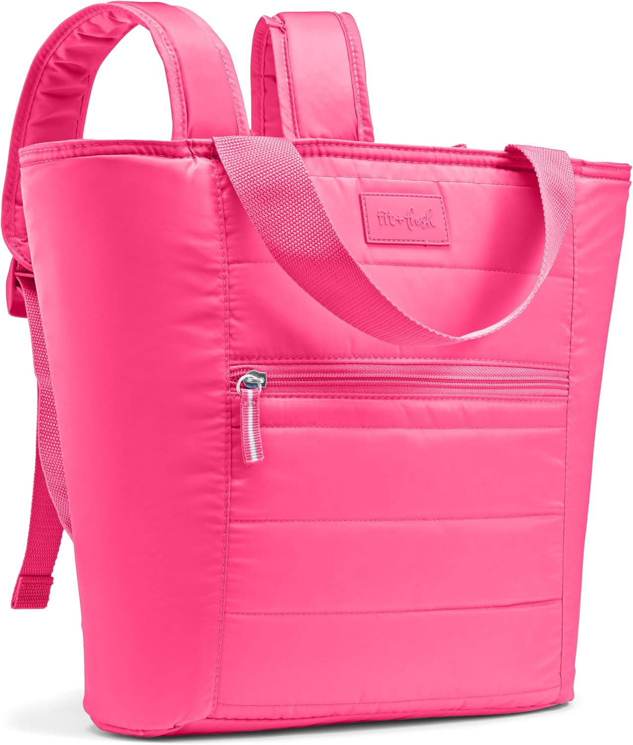 Fit & Fresh Mari Insulated Soft Backpack Cooler Tote, 12-Can Capacity Hot Pink