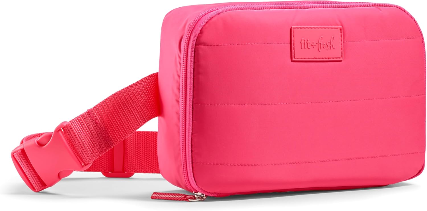 Fit & Fresh Insulated Belt Bag, Leakproof Cooler, Fanny Pack for Women Hot Pink
