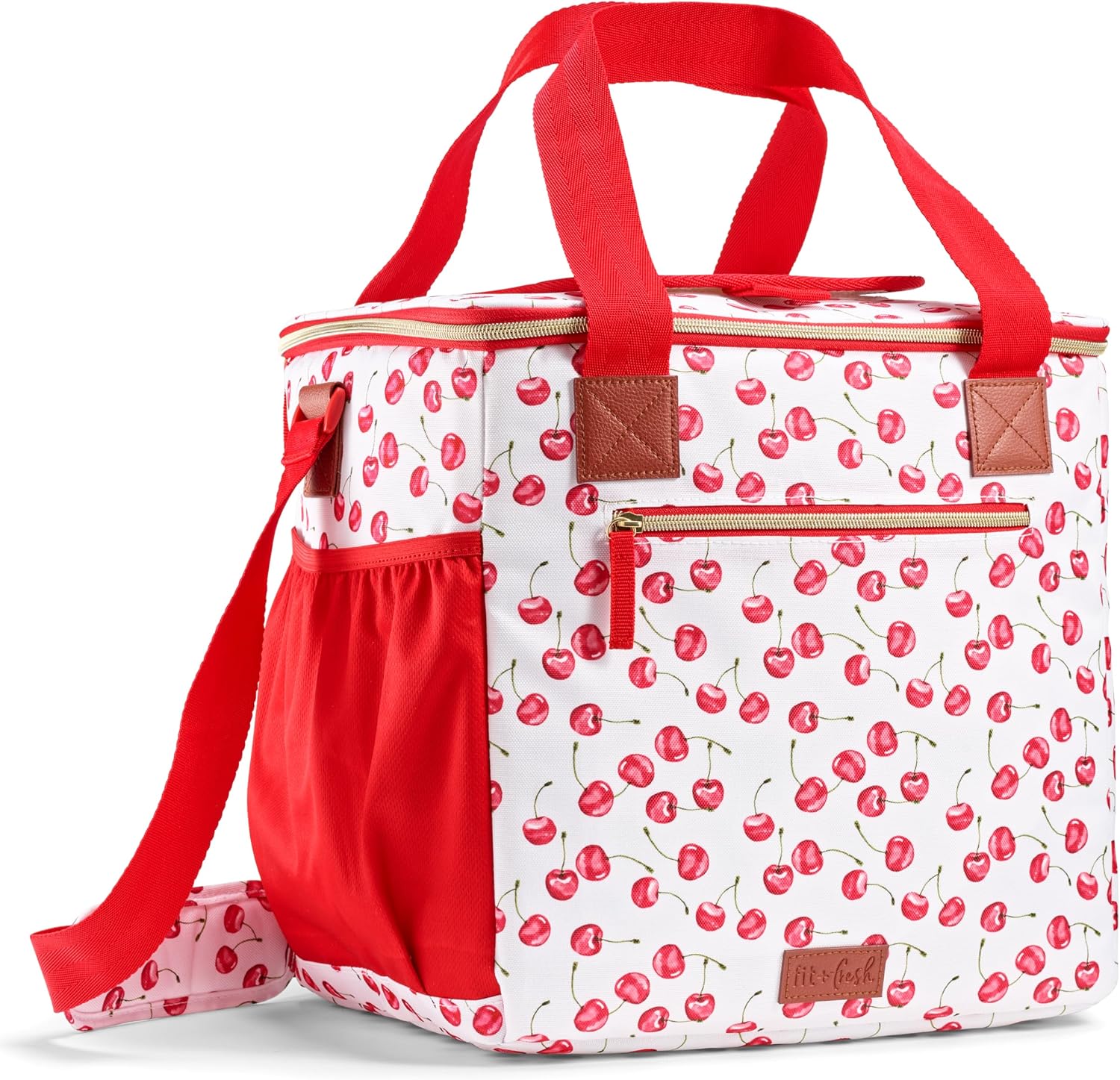 Fit & Fresh Regatta Insulated Soft Cooler Bag, 24-Can Capacity Cherry